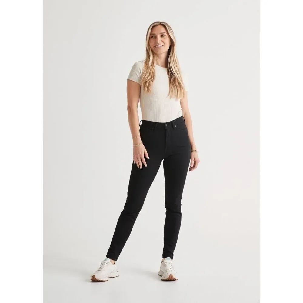 Du/er Performance Women’s Denim High Rise Skinny - Black Size 33x28
